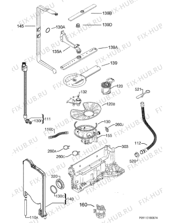 Взрыв-схема посудомоечной машины Rex Electrolux TP1003R5N - Схема узла Hydraulic System 272